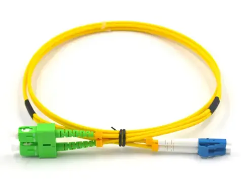 LC UPC to SC APC Duplex OS2 Single Mode Fiber Optic Patch Cable